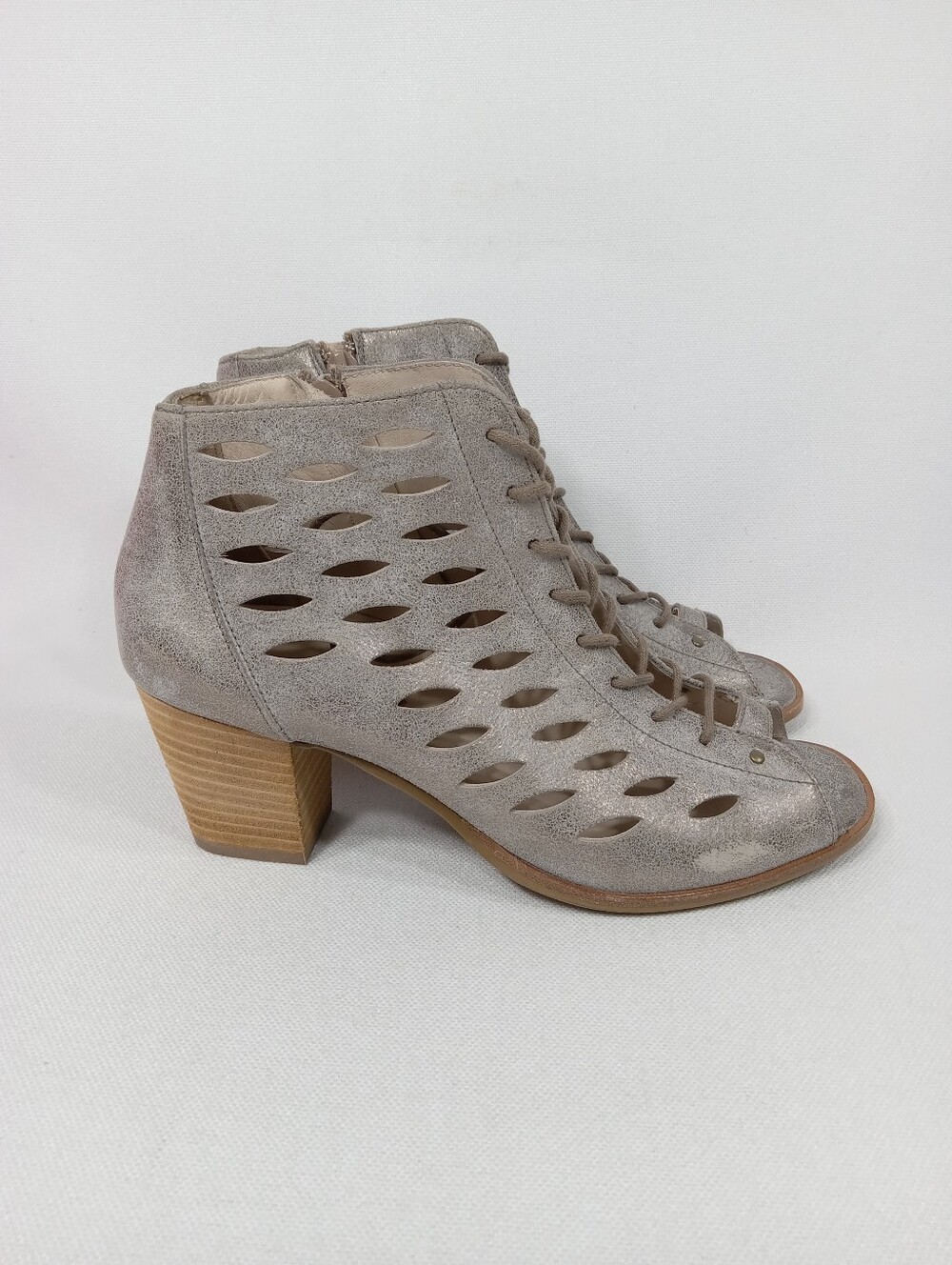 PAUL GREEN Bali Womens Lace Up Leather Peep Toe Ankle Booties Size US7.5/UK5.5
